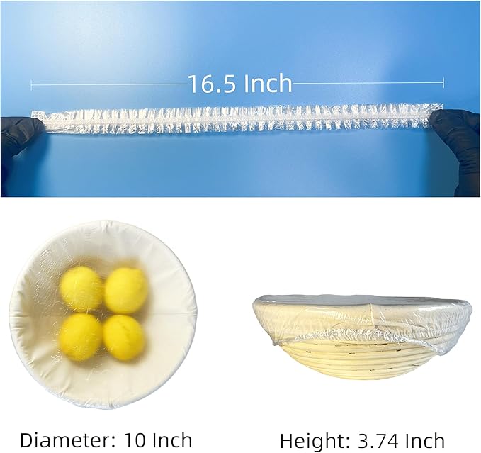 FayLongSky 100 Bowl Covers Bread Proofing Plastic Wrap for Food Shower Caps for Sourdough Bread Baking Rising Elastic Reusable Banneton covers Outdoor Fresh Keeping Bags BPA Free Food Grade