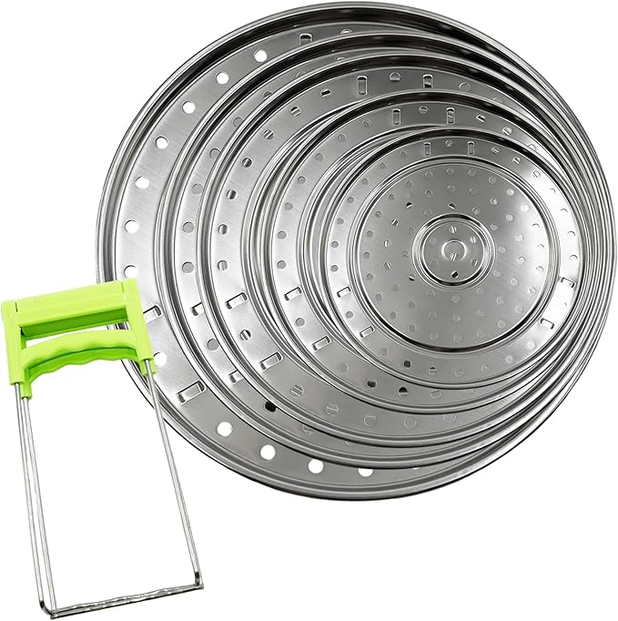 5 Sizes Stainless Steel Food Canner Rack, Pressure Cooker Steamer Rack with Detachable Legs, Large Round Pot Steaming Tray for Baking Cooking Steaming for Steaming Eggs, Seafood