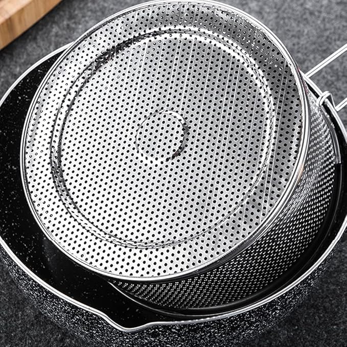 Stainless Steel Deep Frying Basket with Long Handle, Fried Food Filter Basket, Pasta Strainer Colander for Home Restaurant (SIZE:7.09 inch)
