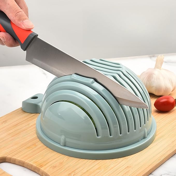 Fruit and Vegetable Cutter Bowl, Slicers for Fruits and Vegetables, Salad Chopper Cutter (Blue)