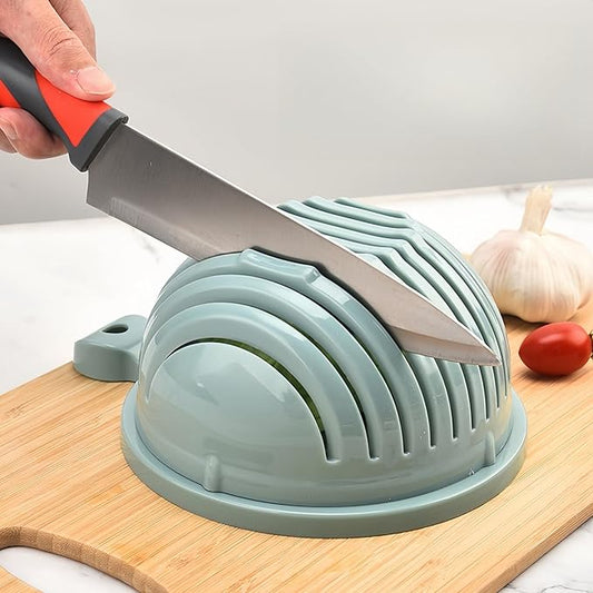 Fruit and Vegetable Cutter Bowl, Slicers for Fruits and Vegetables, Salad Chopper Cutter (Blue)