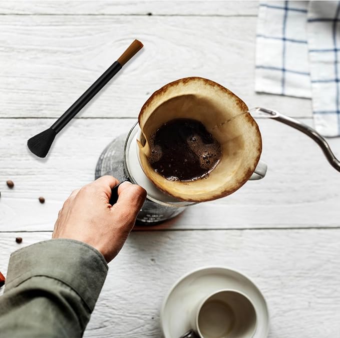 Coffee Grinder Cleaning Brush, Wood Handle & Natural Bristles, Dusting Espresso Brush, Coffee Grinder Burr, Espresso Accessories, Cleaning Tool for Barista Home Kitchen