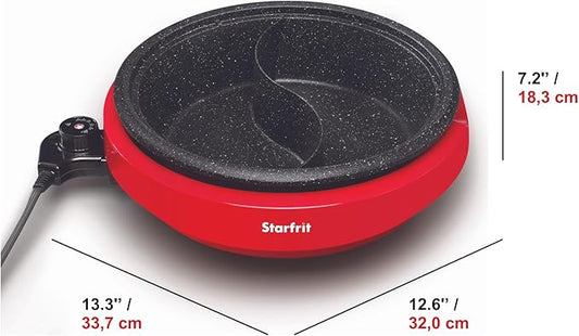 Starfrit The Rock Dual-Sided Electric Hot Pot - 3L - Rock.Tec Non-Stick - Variable Temperature Control - 1200W
