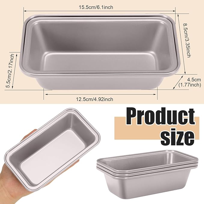 Uiifan 12 Pcs Mini Loaf Pan for Baking Bread Non Stick Small Banana Bread Tins Mini Loaf Pans for Nonstick Tiny Meatloaf Pan Carbon Steel for Oven and Baking (6 * 3.3 * 2inch,Champagne Gold)