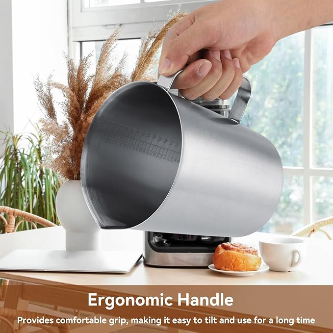 Stainless Steel Measuring Cup, 2L 64oz Metal Measuring Cup with Handle and Marking 8 Cup Heavy Duty Measuring Pitcher Large Mouth Graduated Beaker for Latte Art