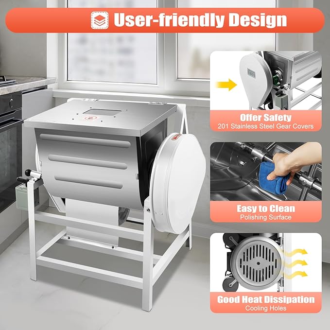 1500W Dough Mixing Machine, 110V Flour Mixer, 1400r/m Commercial Kneading Machine with 30 Quarts Capacity for Bakeries Noodle Shops Restaurants and Catering