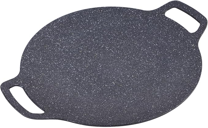 Korean Grill Pan with Non Stick Coating BBQ Griddle for Indoor and Outdoor Cooking Black (34cm)