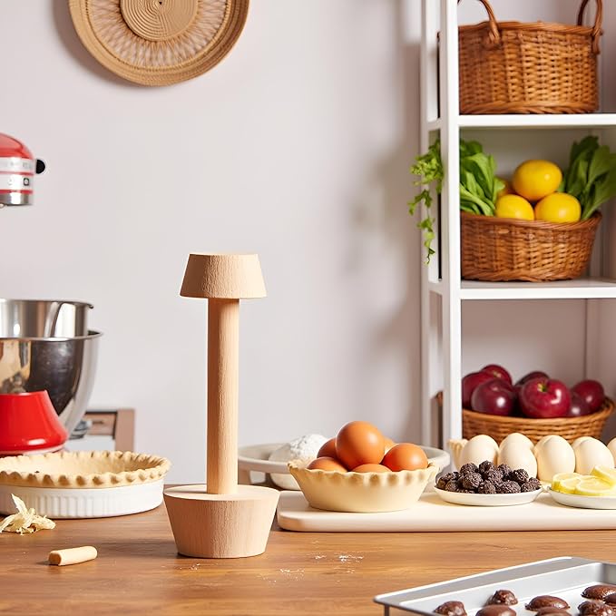 Xinjincang Woodiness Tart Tamper Pastry Tamper Double Side Wooden Egg Tart Tamper Mold DIY Cake Pastry Pusher for Kitchen Party Baking Tools, Pie, Tart and Quiche Pans