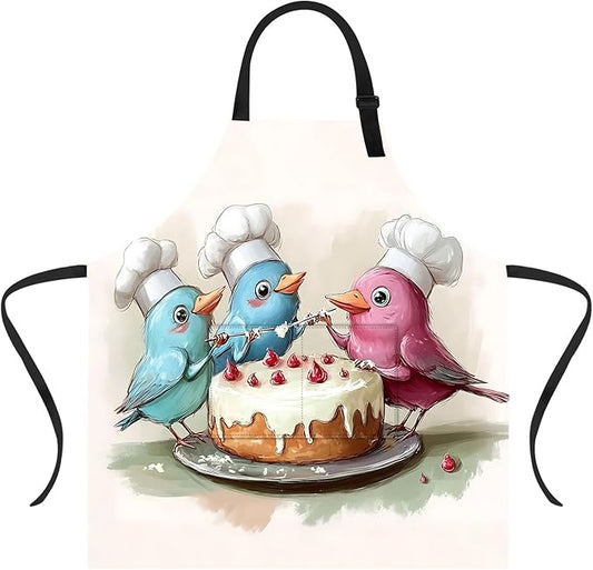 Funny Cat Apron with 2 Pockets Waterproof for Men Women Kitchen Garden Decor