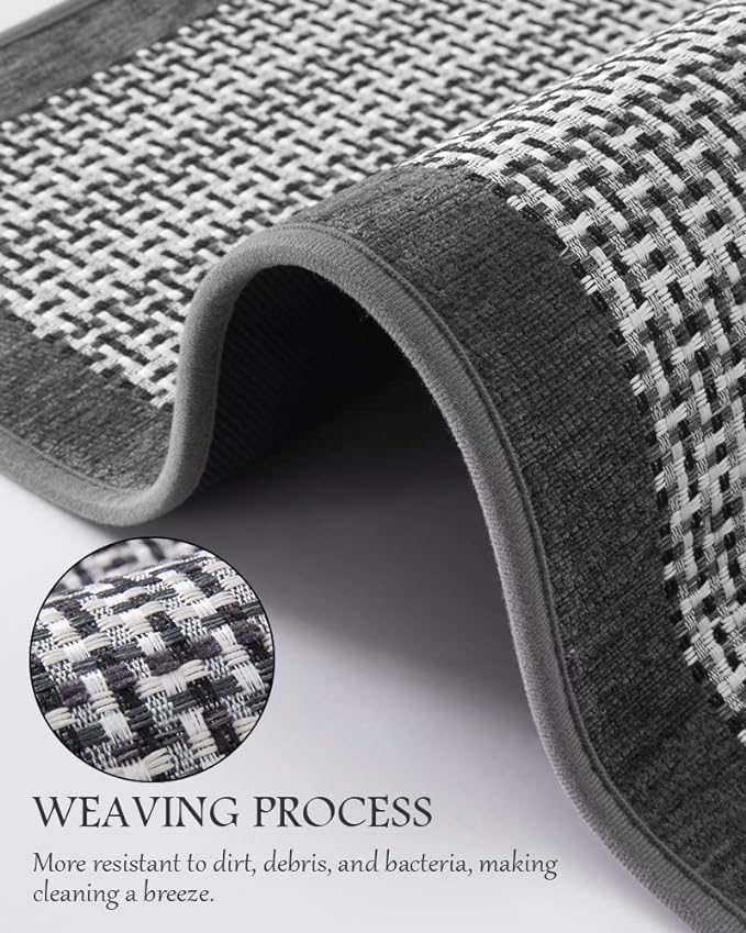PADOOR Kitchen Mats for Floor, Kitchen Rugs Non Slip Washable, Rubber Backed Kitchen Runner Super Absorbent Kitchen Floor Mat Sink Rug, 20”x47” Grey