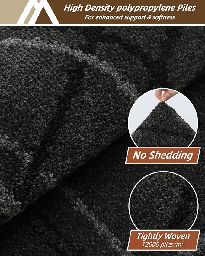 COSY HOMEER Kitchen Mats, 2 PCS Kitchen Rug Non Slip Washable, Absorbent Runner Rugs for Kitchen Floor, Polyester Kitchen Sink Rug 20"x32" + 20"x48"(Dark Gray)