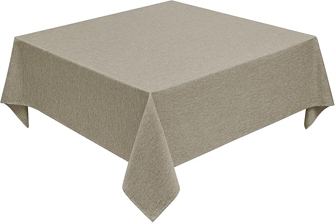 Faux Linen Square Tablecloth for Dining Room,Waterproof Texture Decorative Farmhouse Rustic Table Cloth for Indoor Outdoor Party, Holiday Banquet Picnics Patio,52 x 52 Inch (Square),Natural