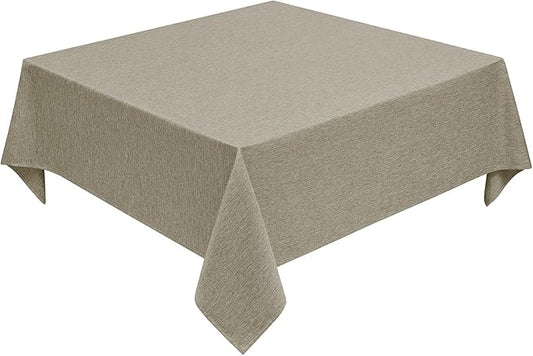 Faux Linen Square Tablecloth for Dining Room,Waterproof Texture Decorative Farmhouse Rustic Table Cloth for Indoor Outdoor Party, Holiday Banquet Picnics Patio,52 x 52 Inch (Square),Natural