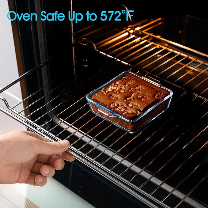 NUTRIUPS Mini Square Glass Baking Dish for Oven, Square Cake Pan Glass Casserole Dishes for Oven (4.5in+6in+7.5in)