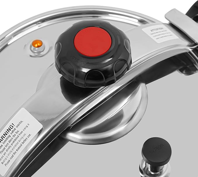 9.5 Quart Pressure Cooker Stainless Steel Pressure Canner, Large Capacity, Commercial Pressure Cooker Clamp On Type, Single Valves for Family or Commercial Use