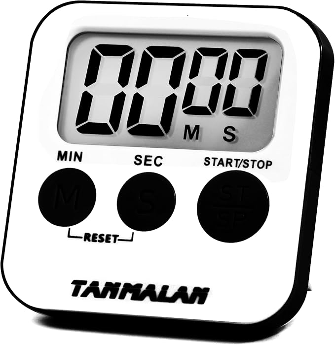 Tanmalan Kitchen Timer for Cooking Loud Alarm, Large Display, Auto Memory Loud Alarm, Large Display,Big Button，for Kids for Teacher Classroom Must Haves,Count Down-up,Easy to use (Black,4 Pack)