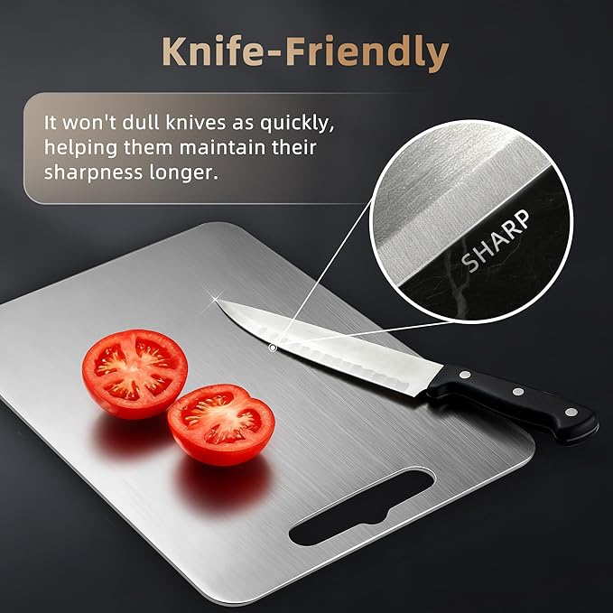 100% Titanium Cutting Board for Kitchen - Dishwasher Safe Chopping Boards with Handle, Reversible Charcuterie Board for Home Counter Outdoor Camping Housewarming Gifts for Women (3 PCS)