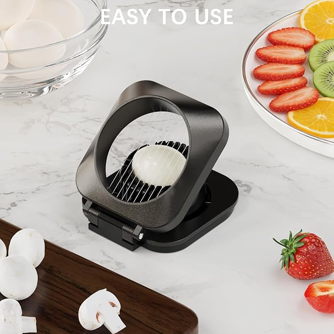 Egg Slicer for Hard Boiled Eggs Egg Cutter Strawberry Slicer Heavy Duty Aluminium Tomato Slicer Stainless Steel Wire Egg Slicer Dicer with 3 Slicing Styles, Easy to Clean