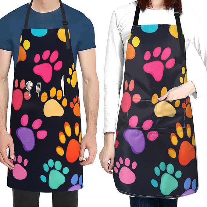 Apron with Pockets Aprons for Women Men Kitchen Chef Apron for Cooking Gardening Server Waitress Painting