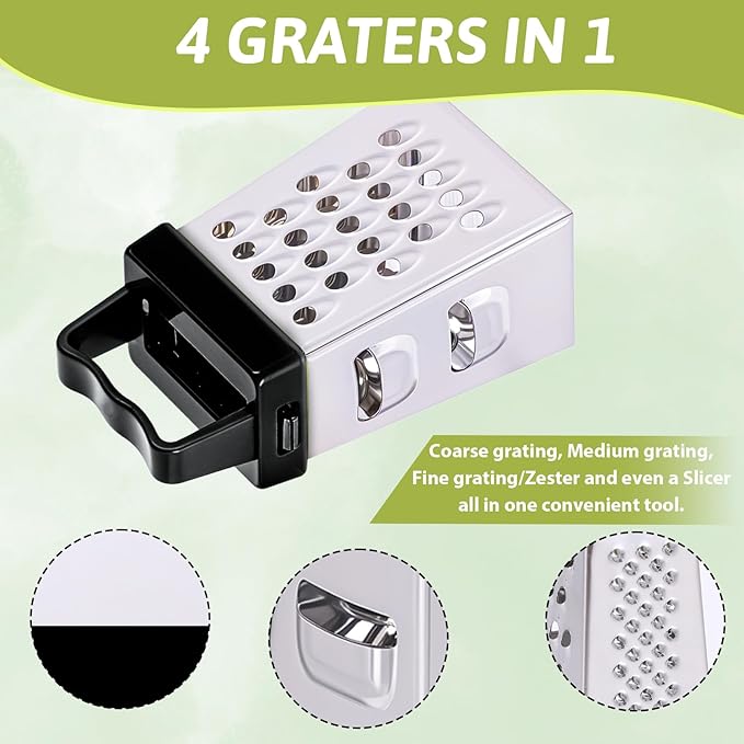 6 Pcs Mini Cheese Grater Professional Box Grater Stainless Steel Fine Coarse Handheld Slicer with 4 Sides Small Box Food Shredder Safe Zester for Kitchen Cheese Garlic Ginger Vegetable Potatoes