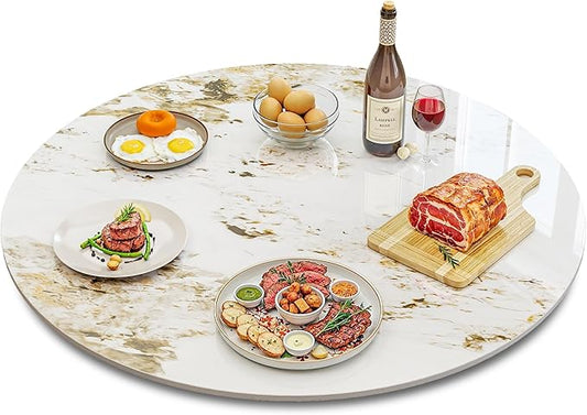 Lazy Susan Turntable 23.6 Inch-360°Silent Rotating Anti-Slip Serving Tray,Heavy Duty Centerpiece for Kitchen, Dining & Coffee Table-Brown Modern Design with Non-Slip Base