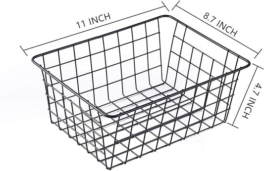 Wire Baskets for Organizing Household 4 Pack Pantry Baskets For Storage Pantry Wire Black Metal Storage Bins