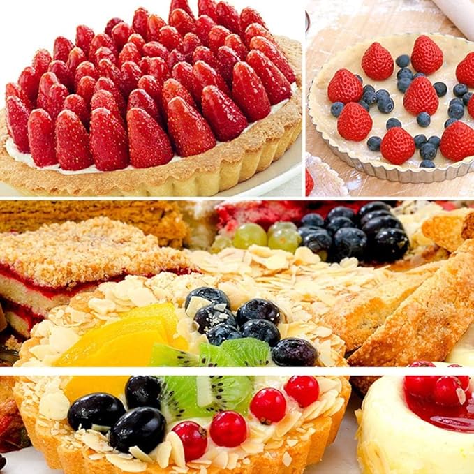 Hslife 6 Pack 5 Inch Mini Tart Pans with Removable Bottom, Nonstick Round Quiche Pan Heavy Duty Fluted Sides for Tartlets, Mousse Cakes, Dessert Baking