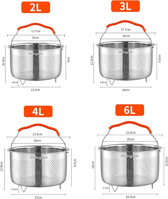 Steamer Basket for Instant Pot 18/8 Stainless Steel Strainer Basket Pressure Cooker Accessories (3L)