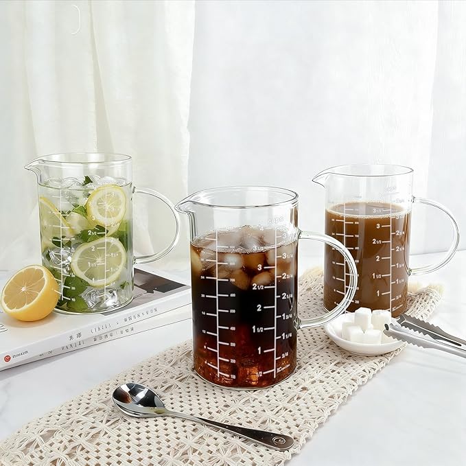1000ml/4 Cup Measuring Cup,Glass Measuring Cup with Handle,Measuring Pitcher for Kitchen,Baking,Cooking,Restaurant