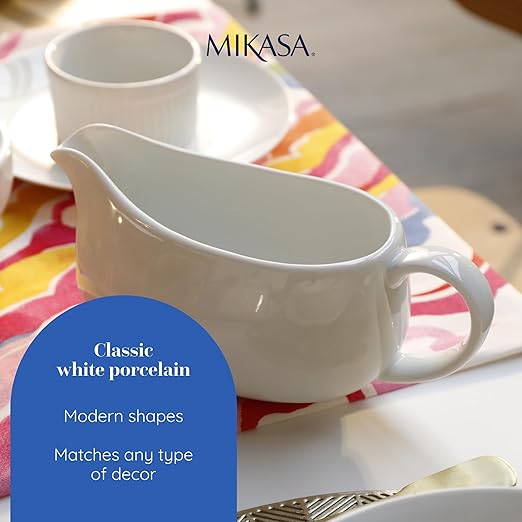 Mikasa Chalk Porcelain Gravy Boat 700ml, Suace Jug, Serving Dish, Labelled, Black