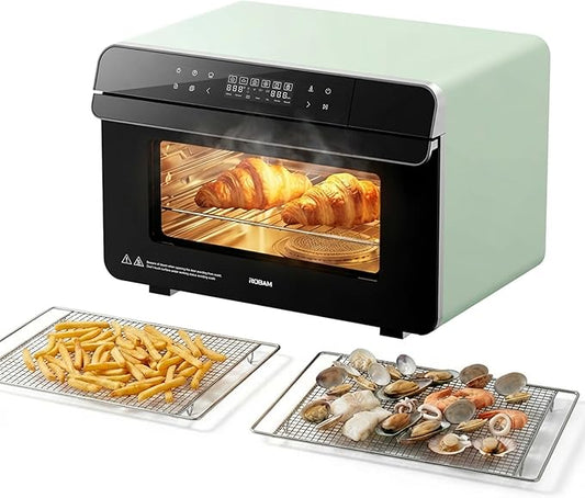 ROBAM Toaster Steam Combi Oven, Countertop Air Fryer 20-in-1 Oven with Convection & Grill, Stainless Steel Interior, 3-Layer Insulated Glass Door, 3 Steam Modes, 30 Built-In Recipes (Green)