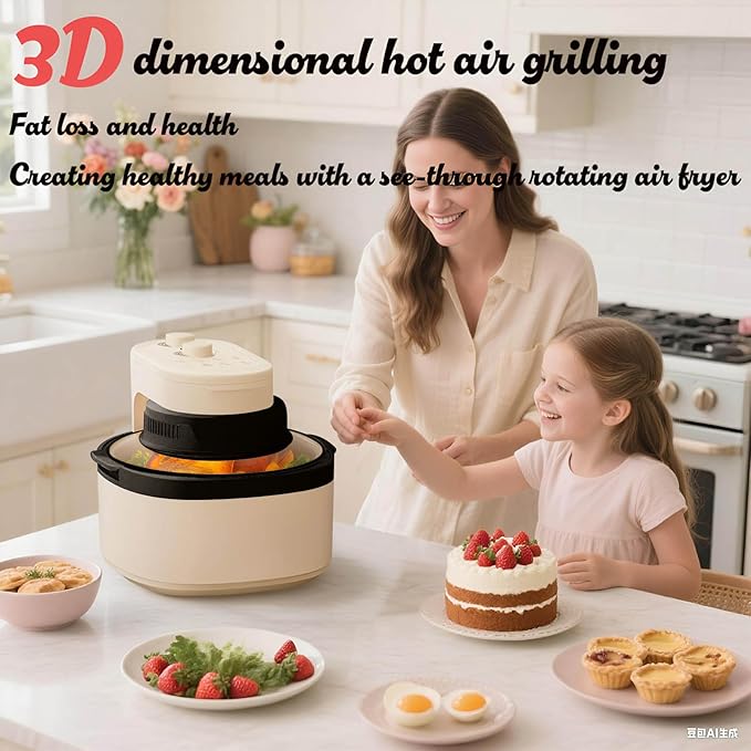 8-in-1 Air Fryer Toaster Oven Combo – 7.5QT Large Glass Air Fryer for Family, Rapid HotAir Tech, Random color