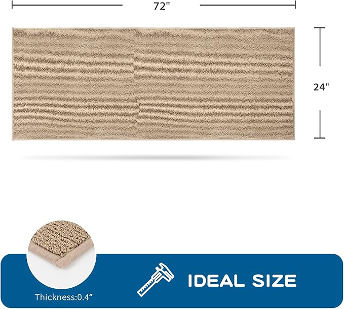 PURRUGS Machine Washable Kitchen Runner Rug 2ft x 6ft, Non-Slip/Skid Hallway Runner Rug, Super Absorbent Soft Area Rug for Hallway, Kitchen & Laundry, Rolled Packaging, Beige