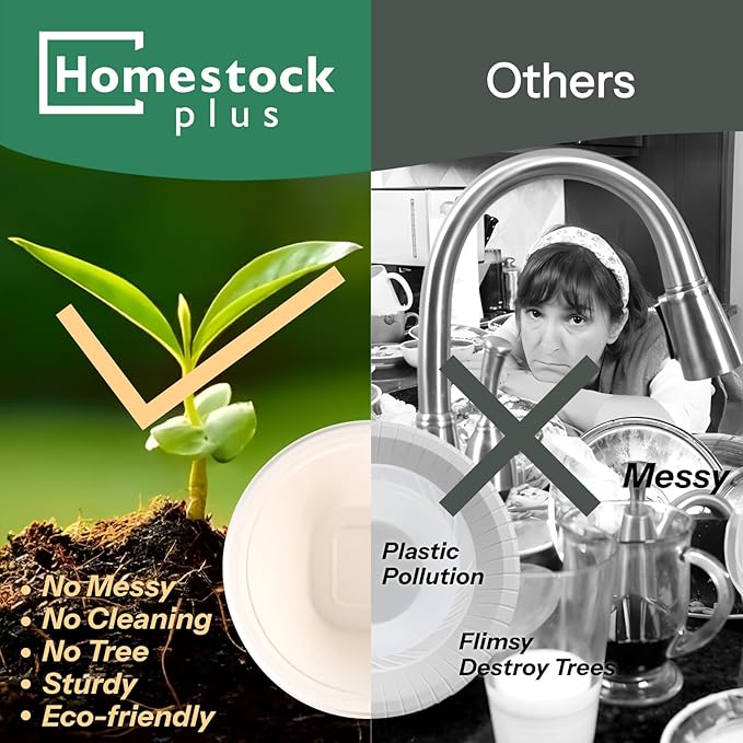 Homestockplus Large Disposable Bowls 48 Oz Heavy Duty Compostable Paper Bowls [100 Pack], Extra Large Catering Bowls for Restaurants, Salad, Buffet, Eco-Friendly Microwave Safe (White)
