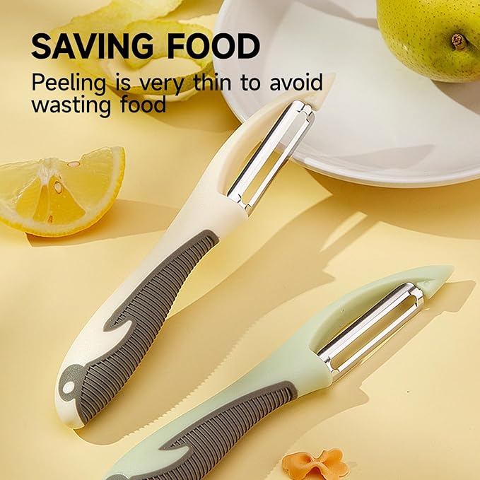Trez Treamer 2-Pack Vegetable Peelers for Kitchen,Safe Veggie Peeler Set for Potato (2, Blue/Green)