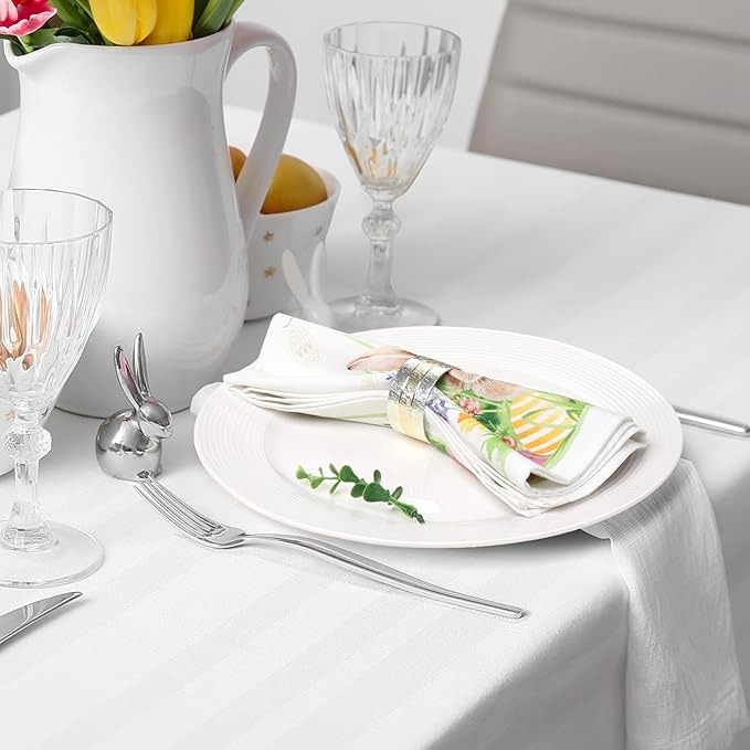 Easter Bunny Napkins, 18×18 Inch Egg Grass Dinner Cloth Napkins Set of 4, Washable Cotton Soft Absorbent Square Napkins for Dining Kitchen Party Wedding Decoration