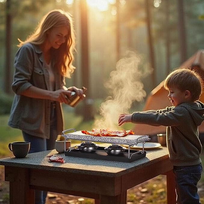 Artestia Hot Stone Steak Cooking Set – Long Heat Retention - Sizzling Steak Plate with Tray & Rack for Family Dinner, Indoor/Outdoor BBQ Grilling Gift