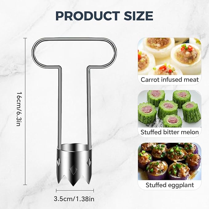 Red Bell Pepper Seed Corer, Stainless Steel Fruit Vegetable Quick Corers and Cave Tools, Apple Corer, Multifunction Pepper Corer Seed Remover Tool,Vegetables&Fruit Kitchen Gadget (2, A+B)