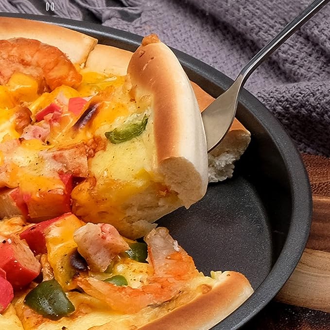 TOPINCN Pizza Pan,2Pcs Non Stick Pizza Pan Deep Thickened Carbon Steel Baking Pan for Kitchen Bakery(6 inches)