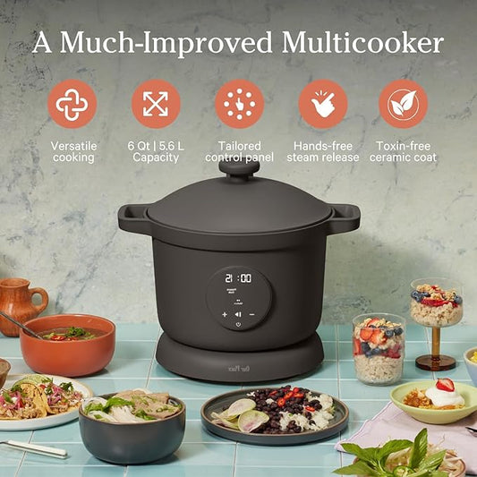 Our Place Dream Cooker | 6 Qt Ceramic Nonstick Multicooker & Pressure Cooker with Touchscreen Controls & Auto Steam Release | 4 Modes: Pressure Cook, Sauté/Sear, Slow Cook & Warm | Char