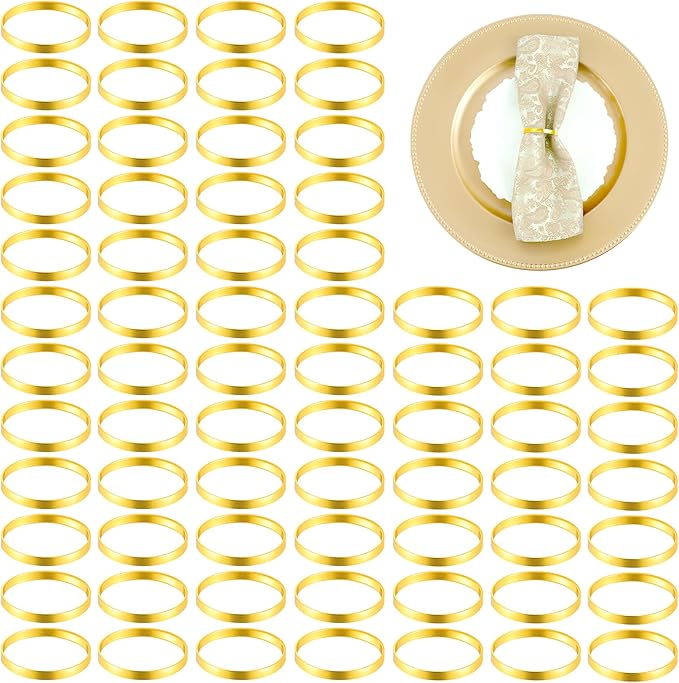 150Pcs Gold Napkin Rings Bulk, Elegant Thanksgiving & Fall Napkin Rings, Servilleteros para Mesas for Weddings, Parties, Dinners