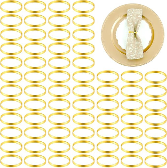 100Pcs Gold Napkin Rings Bulk, Elegant Gold Napkin Rings, Servilleteros para Mesas for Weddings, Parties, Dinners