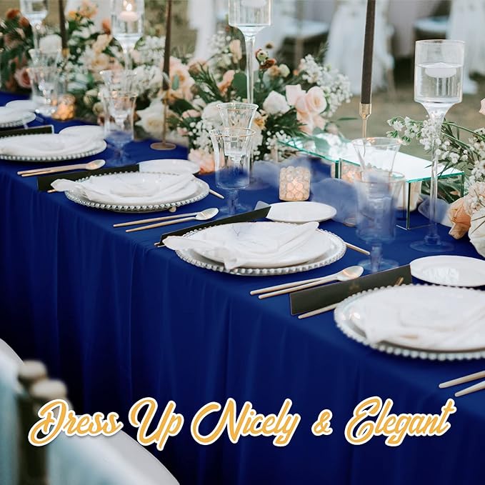BRILLMAX 10 Pack Navy Blue Tablecloths 70 x 120 Inch for 6ft & 8ft Rectangle Tables - 150 GSM Polyester Fabric, Universal Fit, Water, Stain & Wrinkle Resistant Cloth Cover for Wedding Banquet