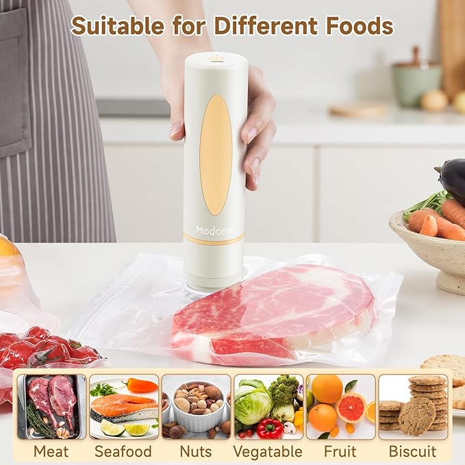 Vacuum Sealer, Food Saver Vacuum Sealer Machine, Compact Handheld Vacuum Sealers with 30 Reusable Vacuum Seal Bags for Freshness Preservation Food Storage