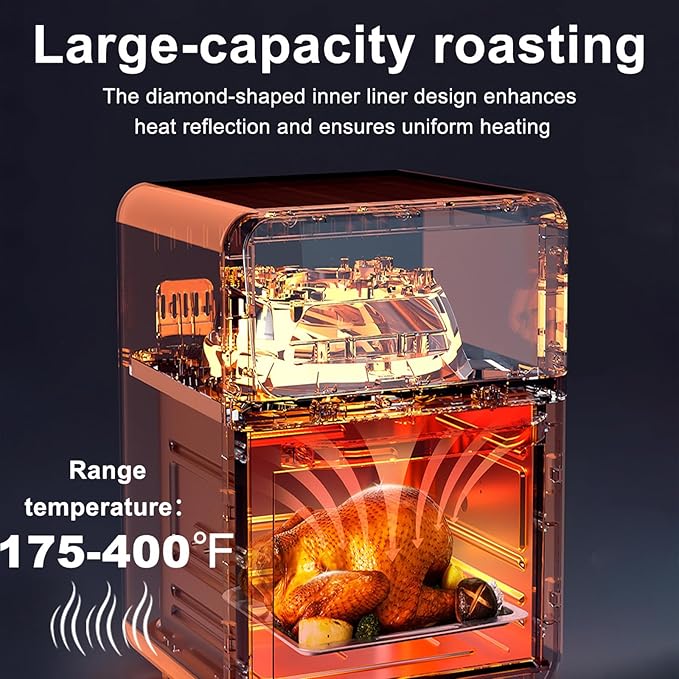 HOMLOVE 18QT Large Air Fryer Oven with Touch Screen Display, 10-in-1 Air Fry, Roast, Bake, Broil, Dry, Frozen, Proof Combo with Window, Family-Size, Multi-Function, Healthy Cooking 120V