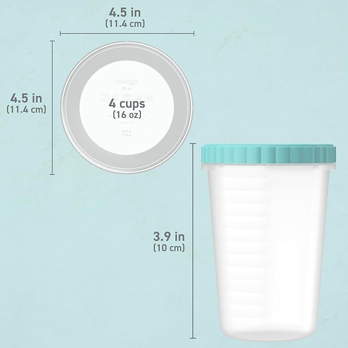 Bentgo Prep - 20 Piece 32 fl oz Leak-Proof Deli Containers with Lids, Food Storage for Meal Prep, Twist-Top, Reusable, PFAS & BPA-Free, Stackable, Microwave, Freezer & Dishwasher Safe (Aqua Splash)