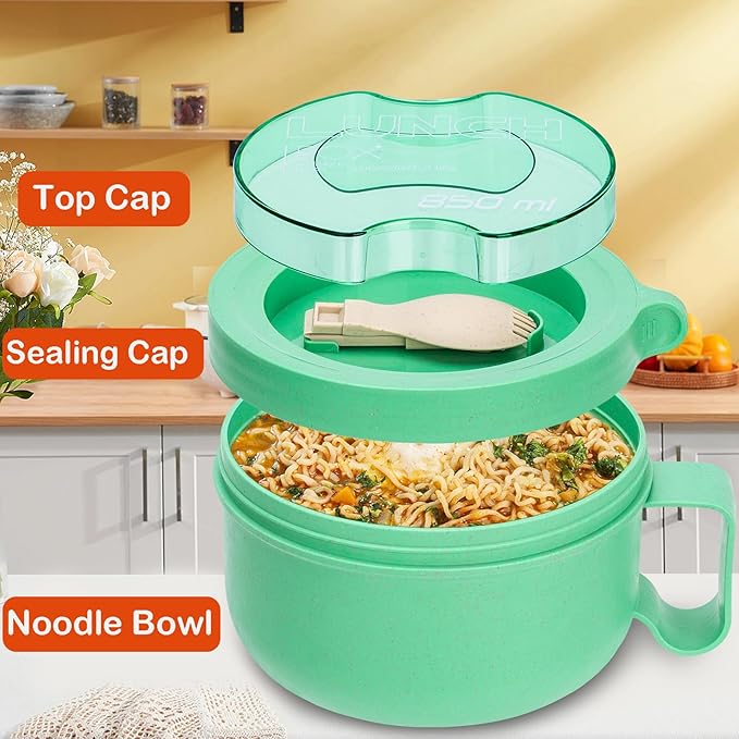 Unbreakable Microwave Soup Mugs with Lids and Handles,Microwave Ramen Bowl with Lid for Soup and Instant Noodles,Oatmeal, Gumbo, Salad,BPA Free