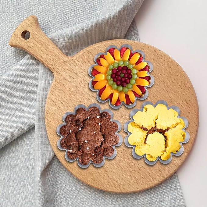 8 Pcs Egg Tart Molds, 4.72 Inch Aluminum Mini Tart Pans, Nonstick & Reusable Fluted Baking Mold for Cupcakes, Muffin, Cake, Pies, Quiche, Cheesecakes