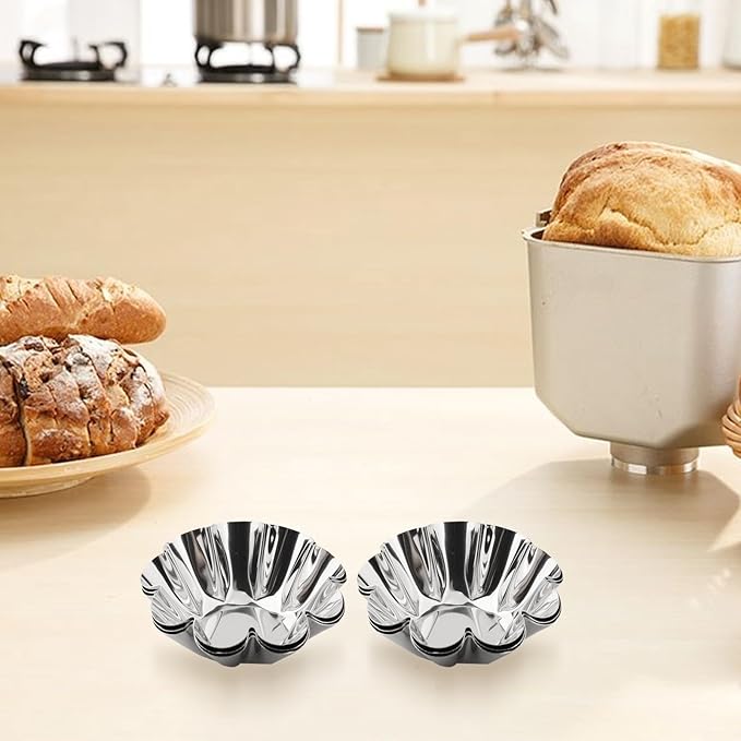 6Pcs Stainless Steel Nonstick Tart Pan for Fruit Tart, Egg Tart, and Cupcake, Easy to Clean and Remove, DIY Baking Accessories