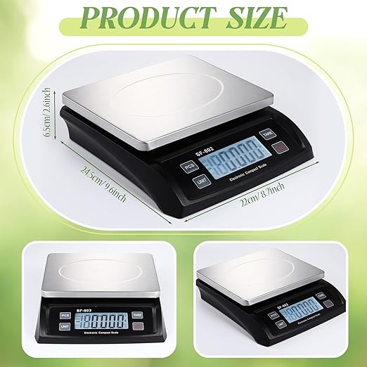 Copkim Large Digital Kitchen Scale 66LB 30kg Commercial Food Scale Stainless Bread Scale with LCD Display Commercial Weighing Devices for Baking Cooking(Black)